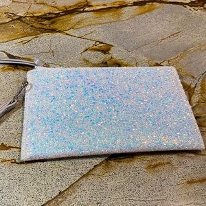White Glitter Clutch Wristlet Prom Wedding